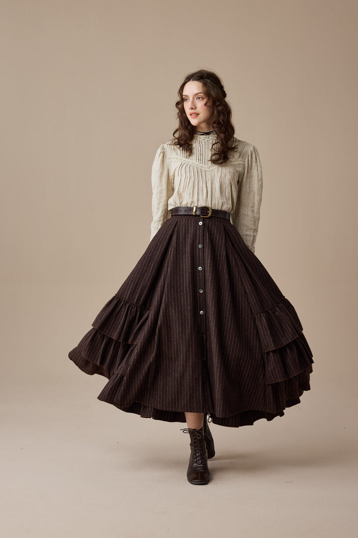 Kaite 18 |ruffled maxi wool skirt