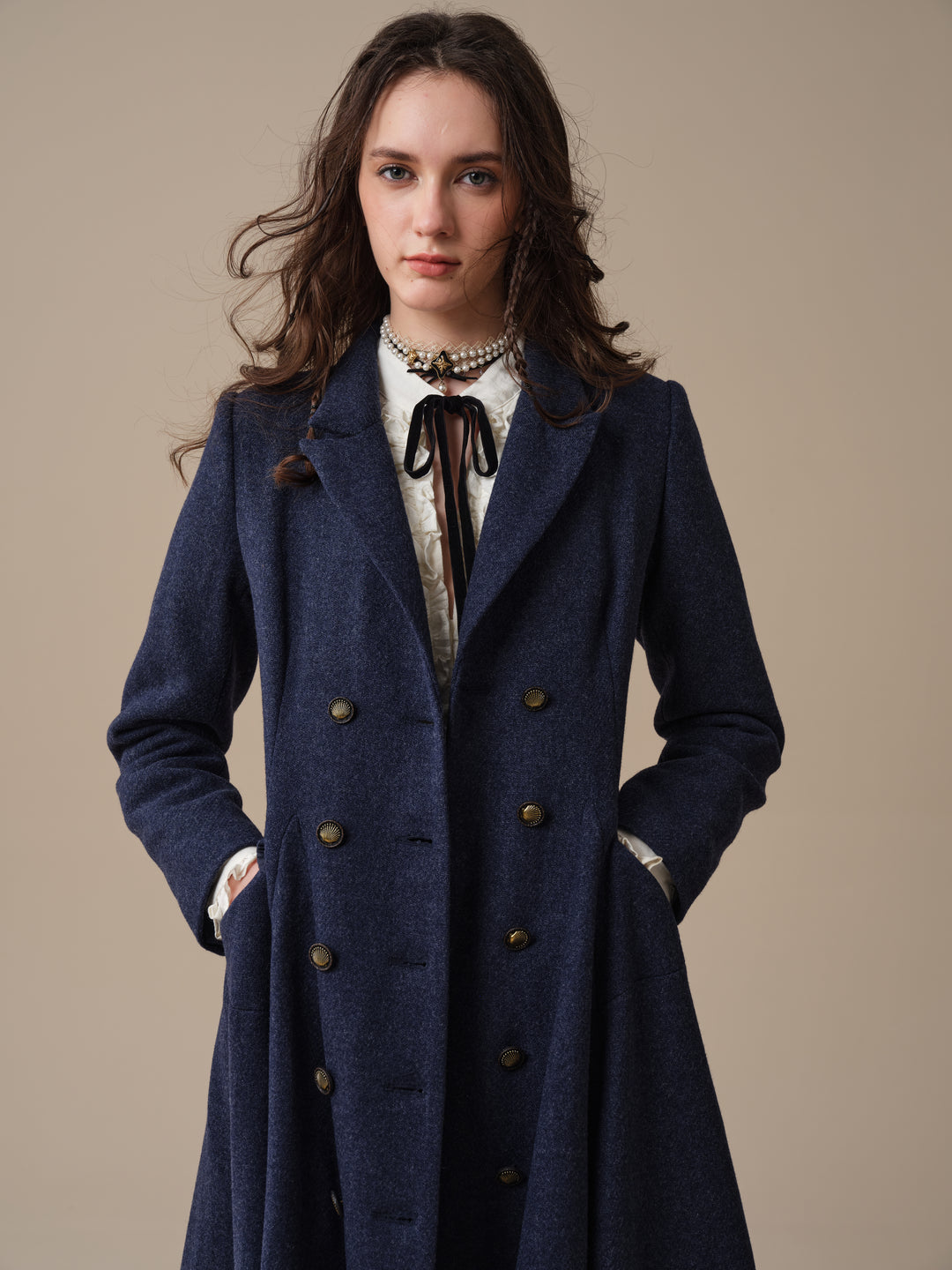 Mabel 01|Double breasted 100% wool coat