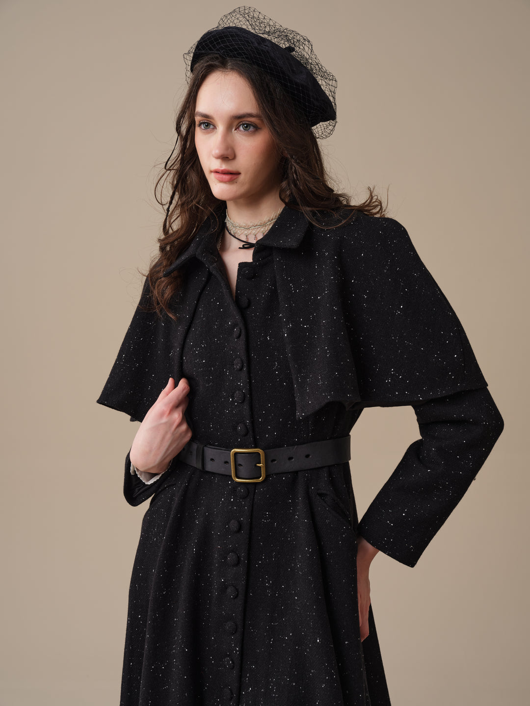 Charlotte 01 | 100% Wool Cape Trench Coat