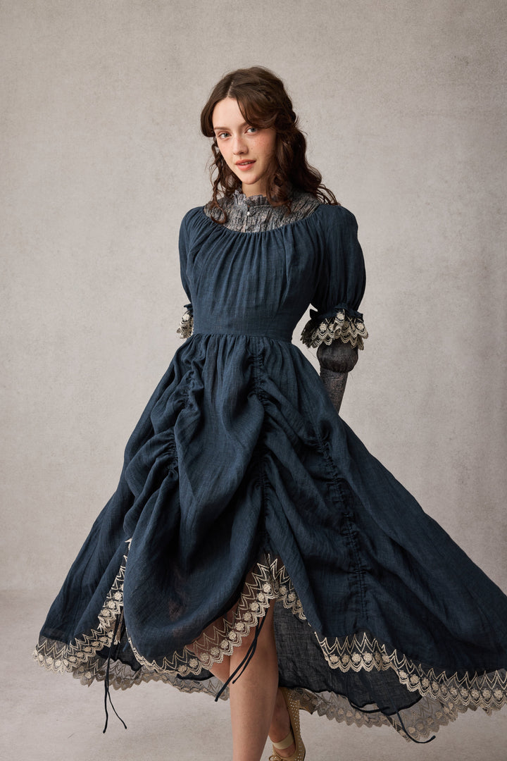 Elowen 27 | Lace Linen dress gown ( 2 way to wear )