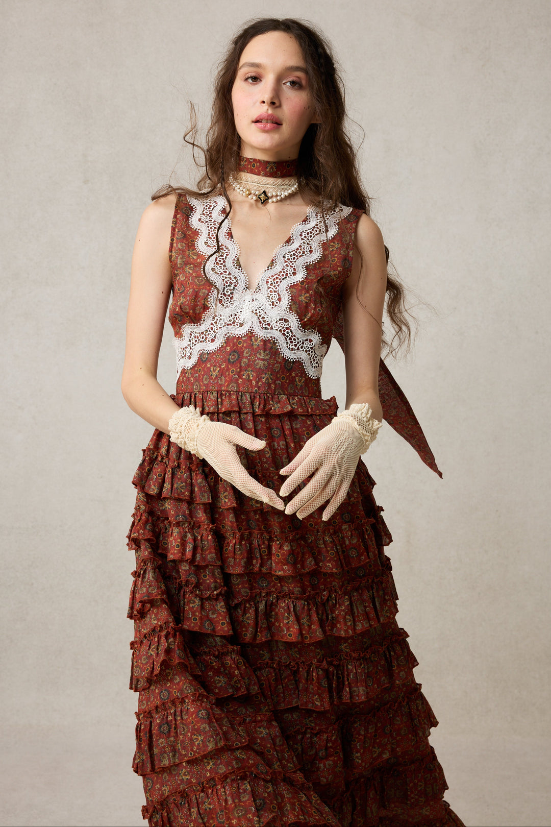 Nolita 28 |Lace & Linen Dress Gown (With Gift scarf) Nolita 28 |Lace & Linen Dress Gown (With Gift scarf)