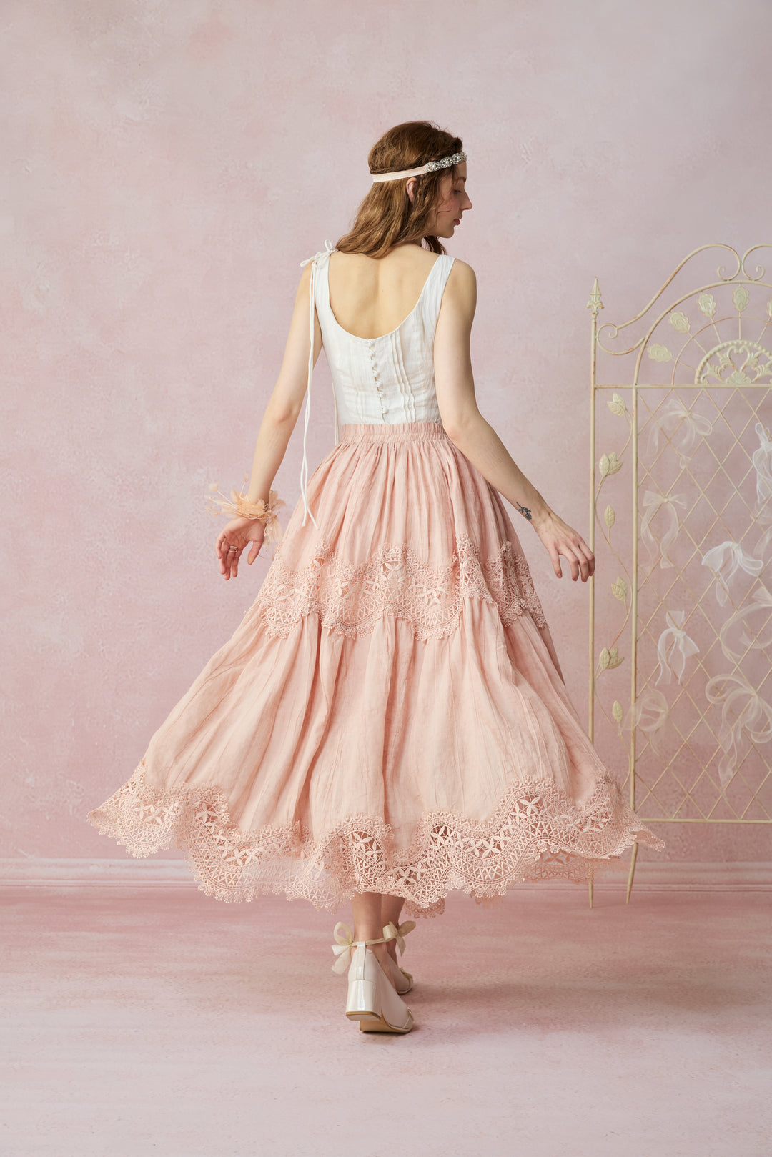 Moonstone 22 |Lace linen Maxi skirt