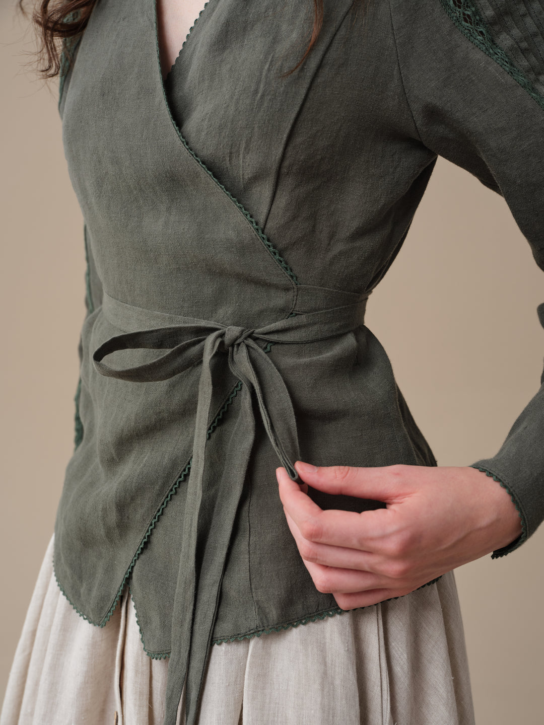 Marguerite | Soft Linen Wrap Blouse