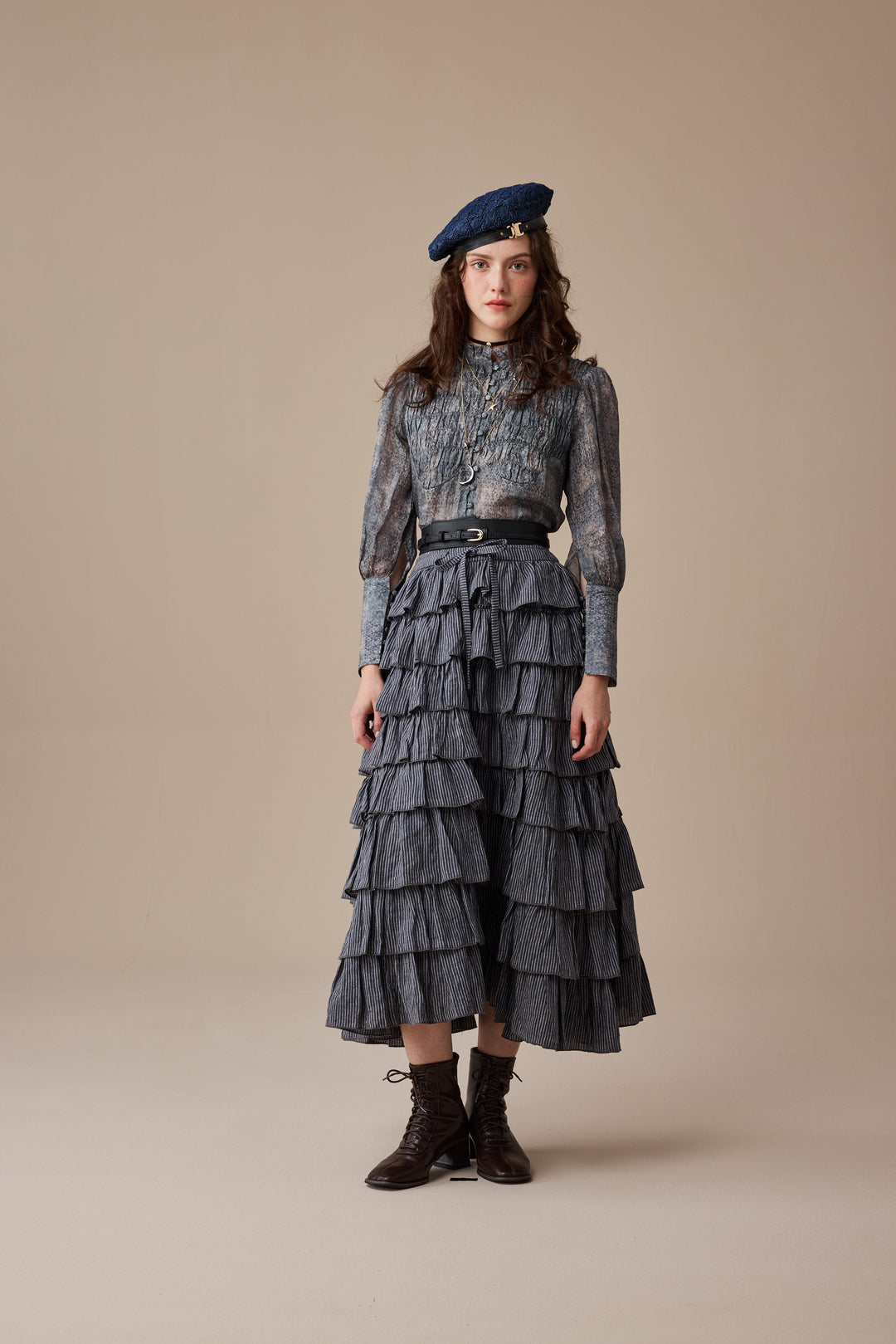 Ischia 14 | Layered petal linen skirt