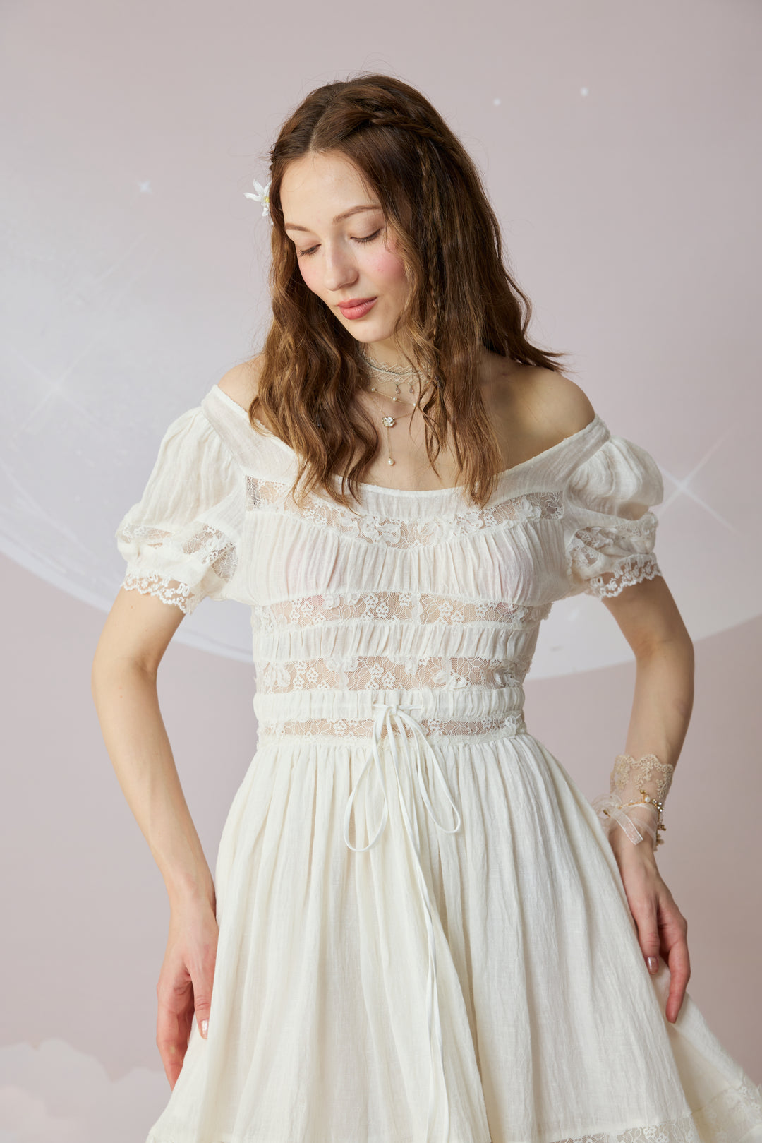 Dawn 17 | Lace Linen Dress Gown