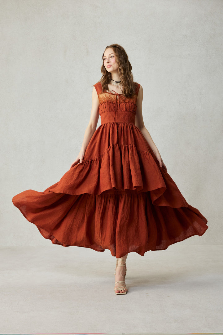 Amélia 29 |Victorian linen dress & skirt （2 pieces)