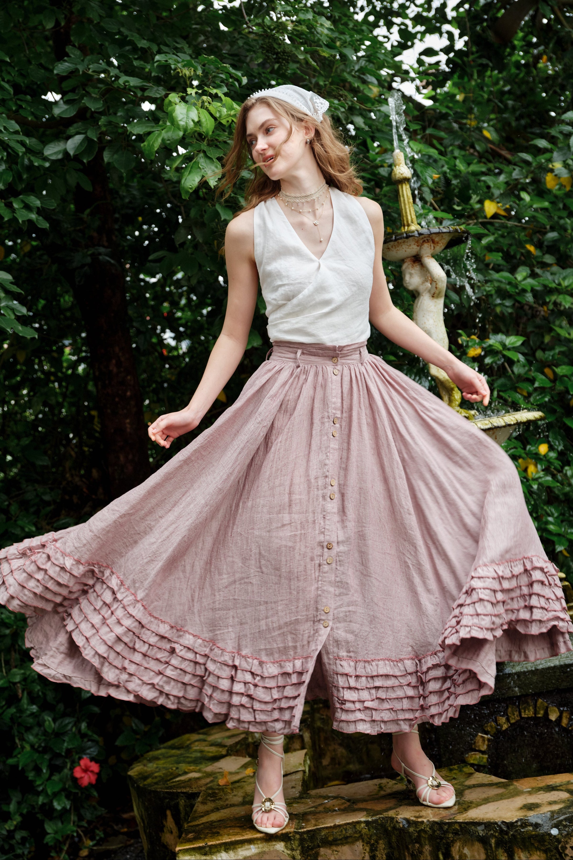 Dorothy 27 | Ruffled maxi linen skirt – Linennaive