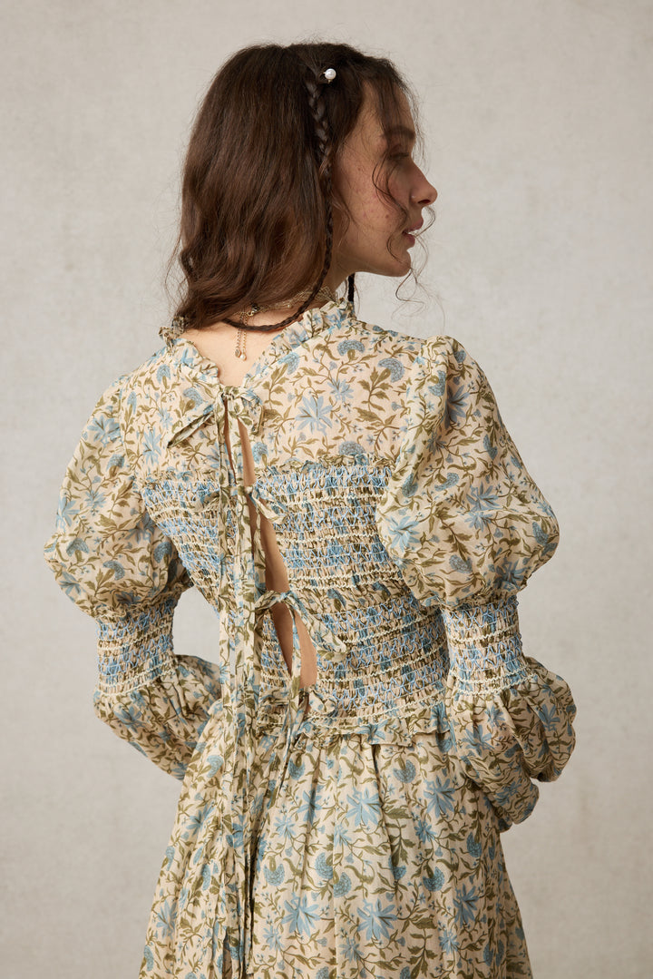 Jane 33 |Edward Smocking Linen Dress Chemise