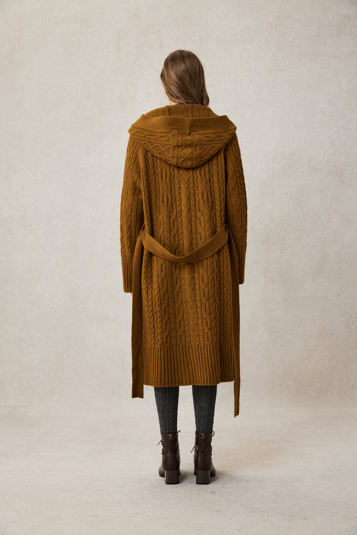 Hudson 15 | 100% wool hooded cardigan coat