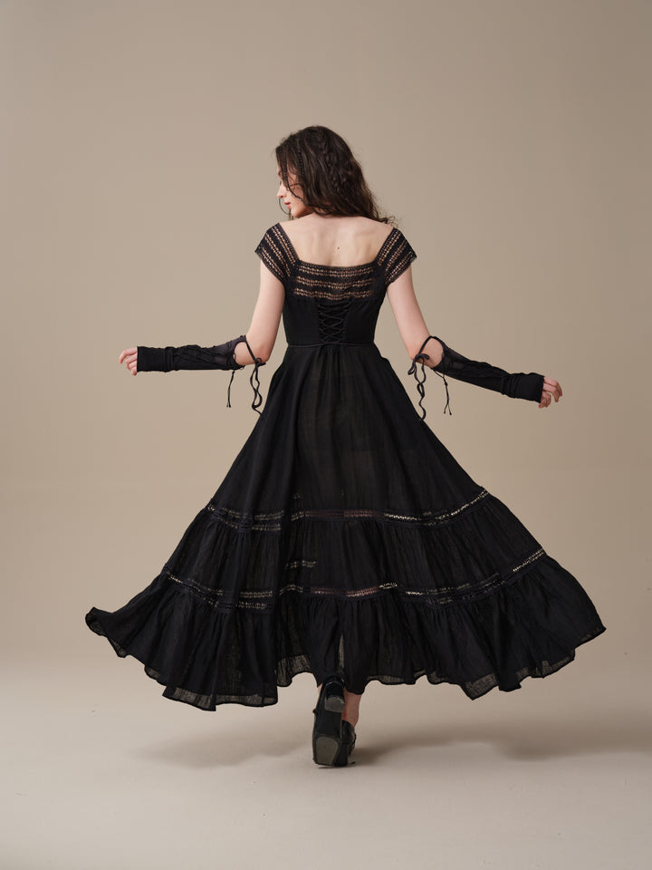 Cherry Tree 25 | Lace Linen flared dress