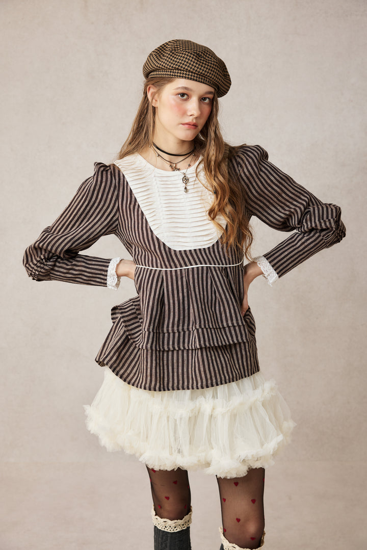 Lydia 18 | Linen Pintucked Puff Sleeve Blouse