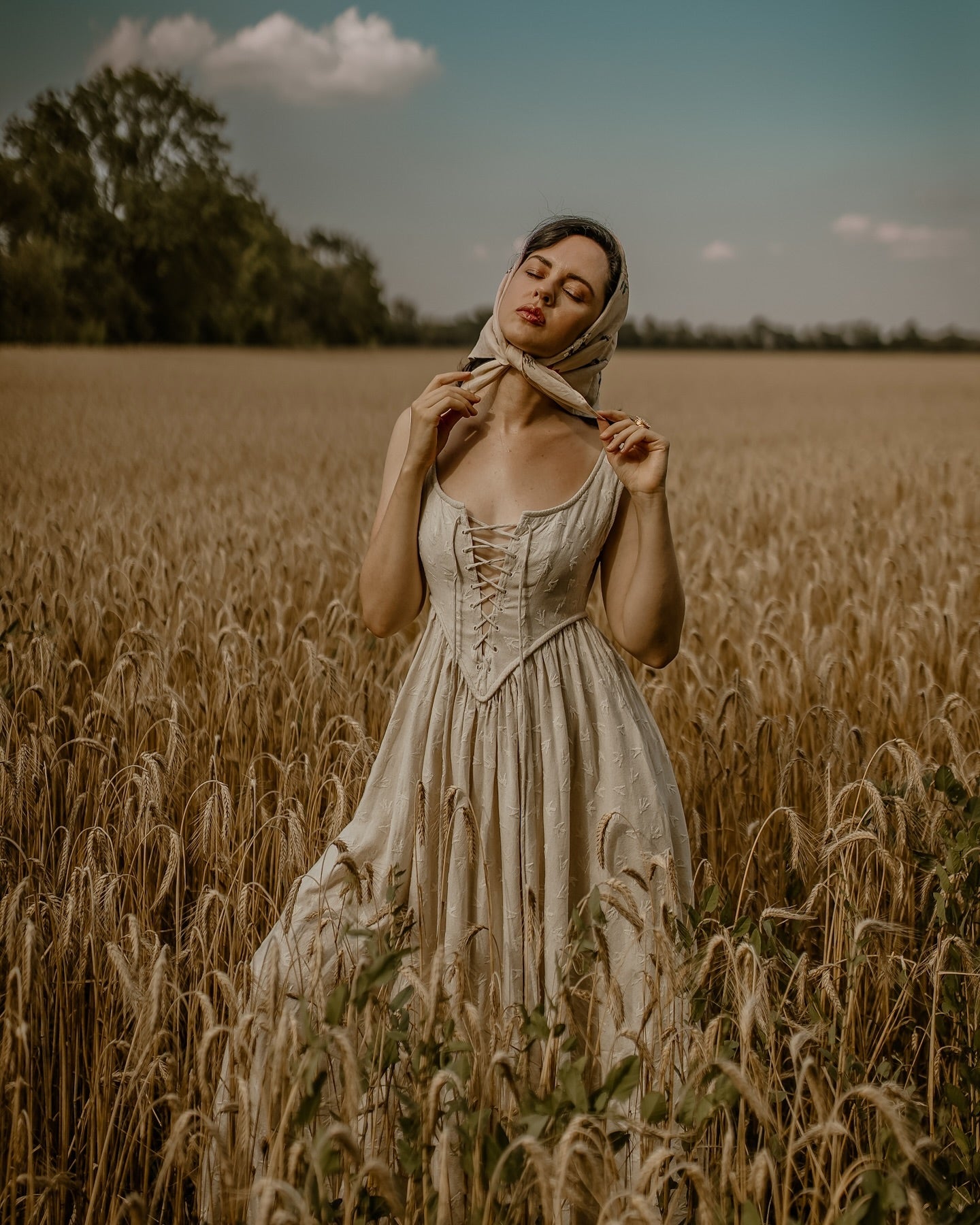 Anis 23 | Lace-up Jacquard Linen Corset Dress – Linennaive