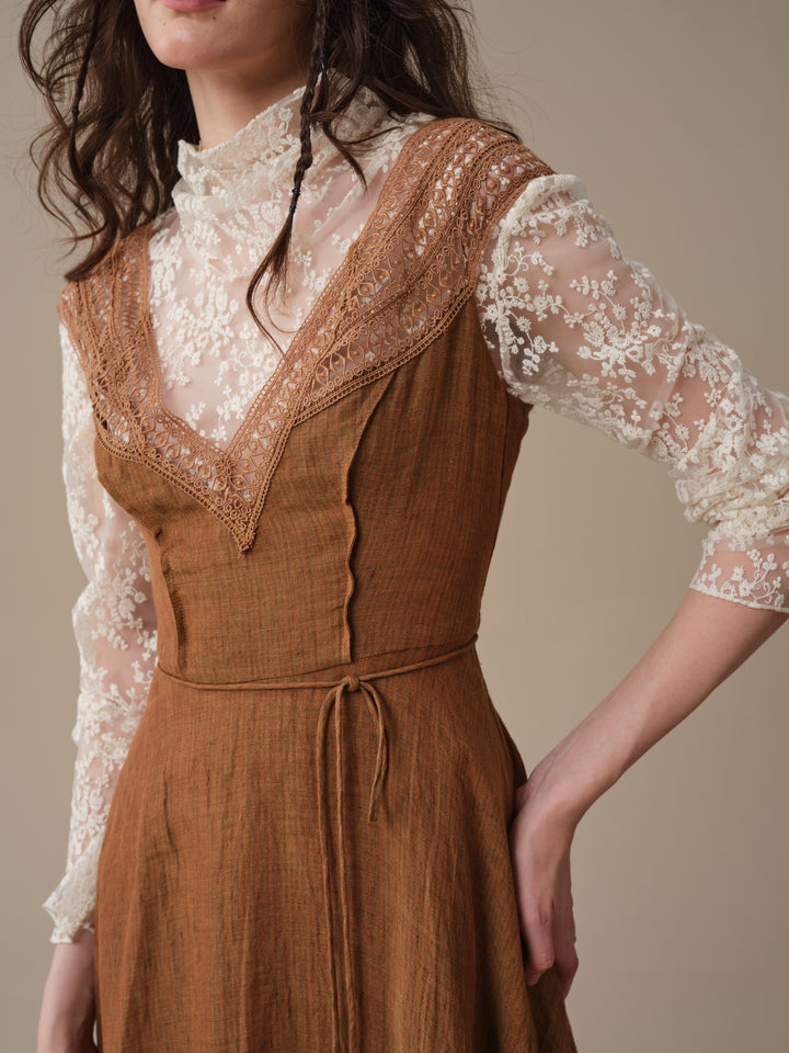 Cherry Tree 25 | Lace Linen flared dress