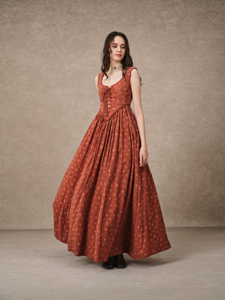Anis 23 | Lace-up Jacquard Linen Corset Dress