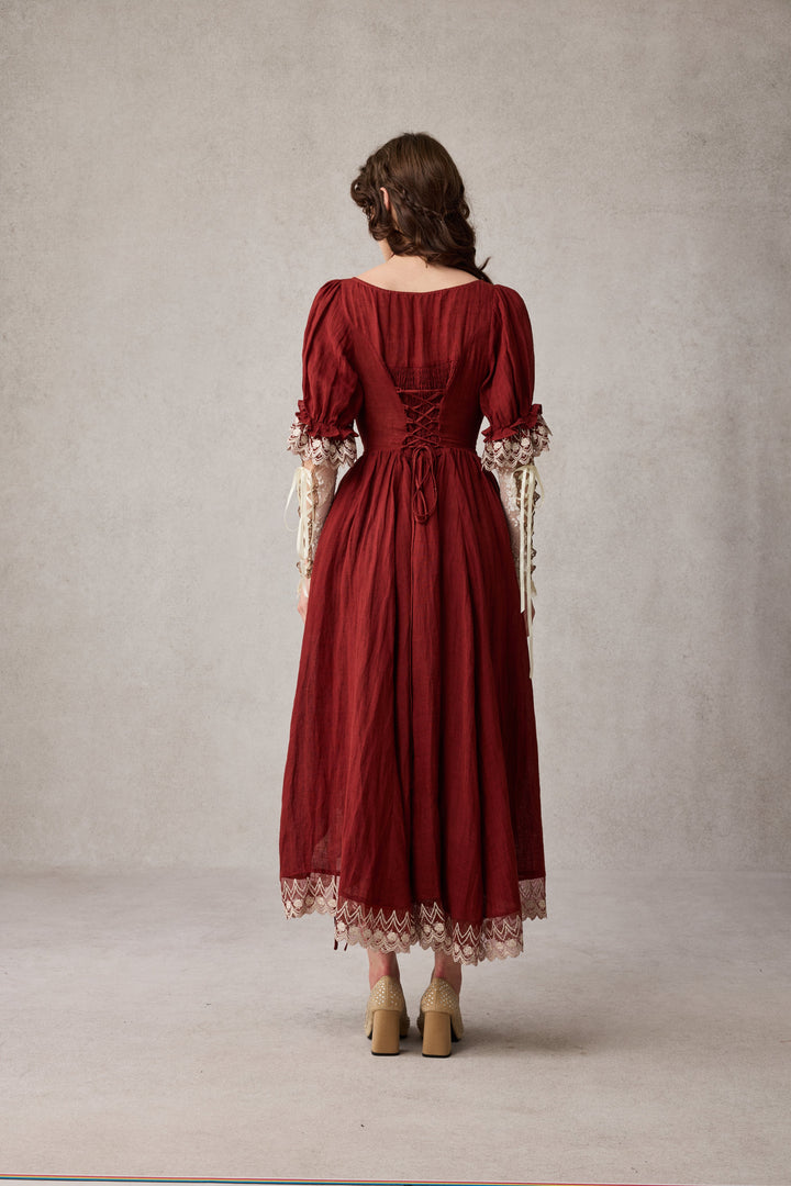 Elowen 27 | Lace Linen dress gown ( 2 way to wear )