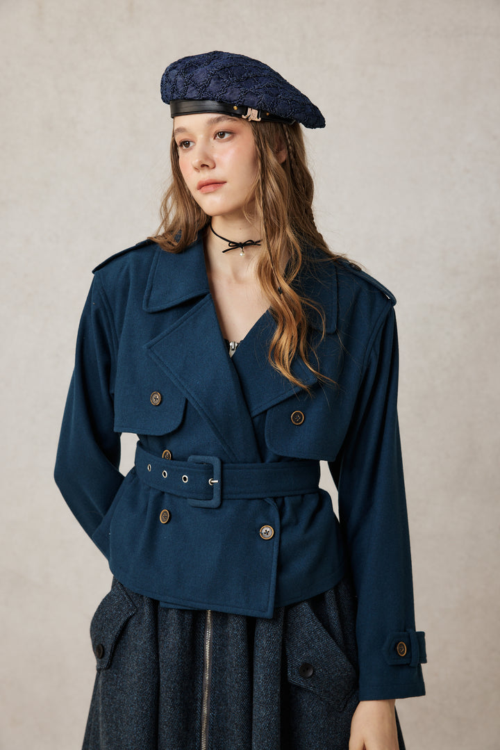 Moira 21 | 100% wool cropped trench coat