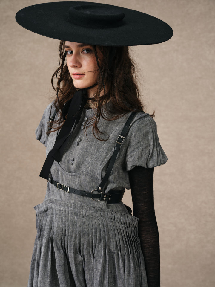 Thistle 09 | Smocked Bib Linen Midi Dress