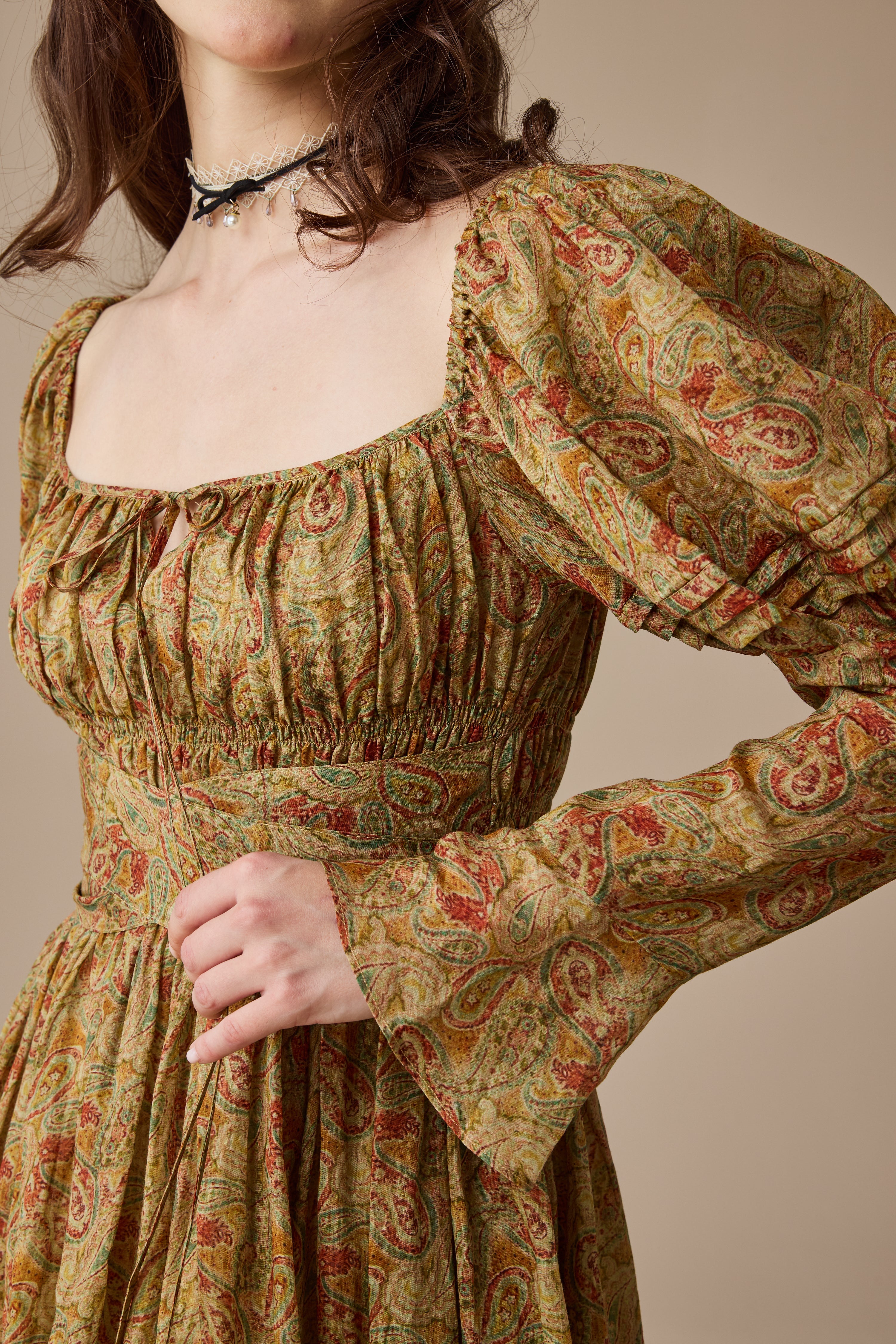 Paisley 11 | Elegant Floral Linen Dress – Linennaive