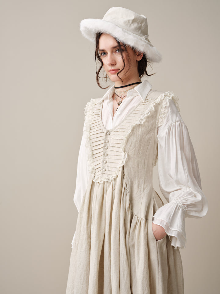 Edith 14 | Pleated Corset Linen Dress