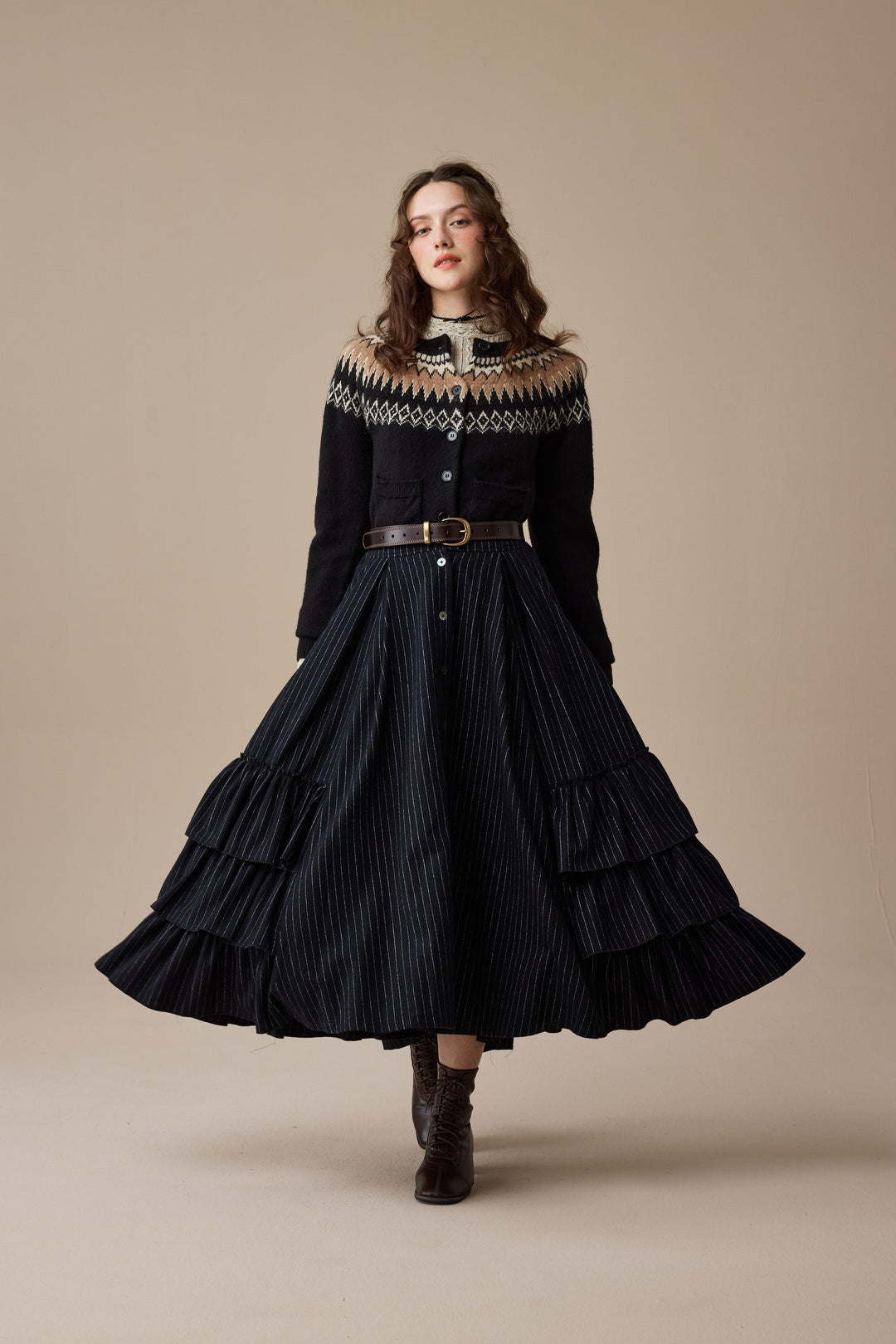 Kaite 18 |ruffled maxi wool skirt