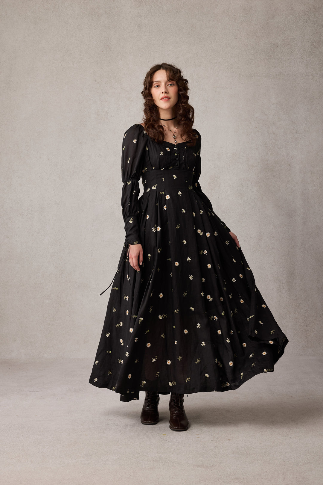 Phoenix 24 | Embroidery Daisy Linen Dress