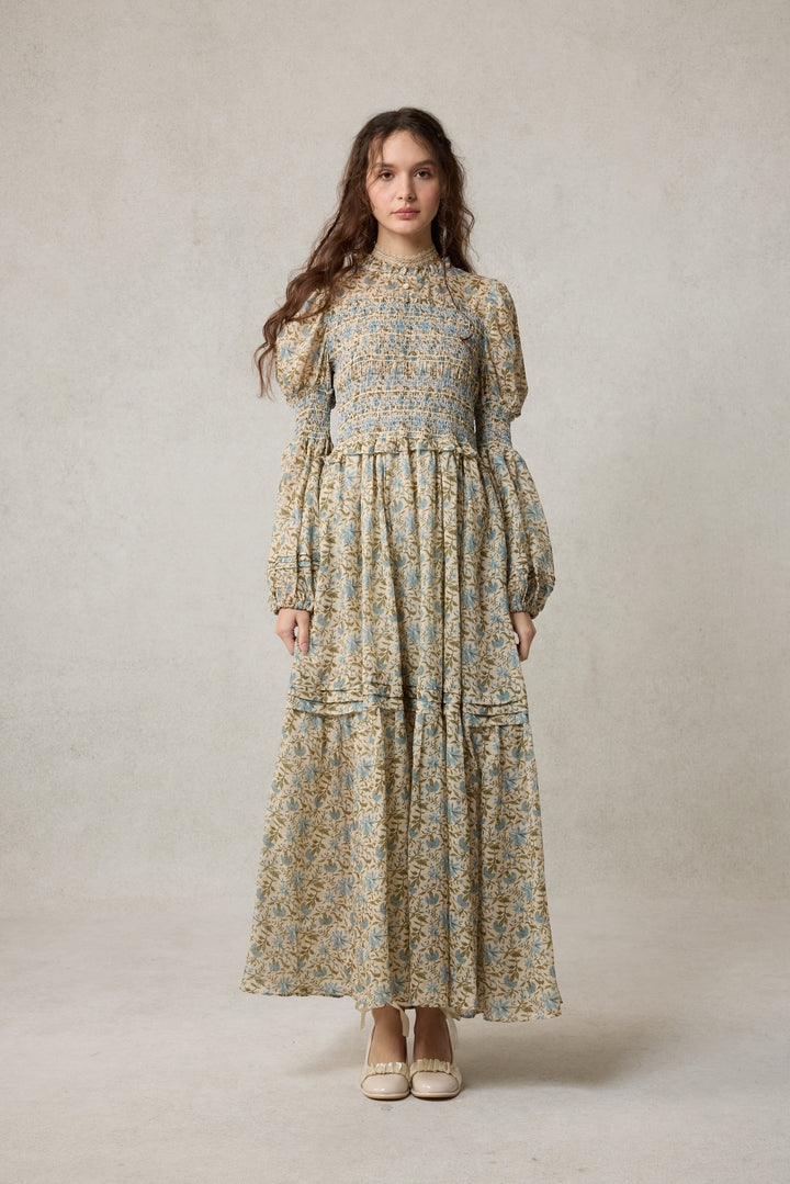 Jane 33 |Edward Smocking Linen Dress Chemise