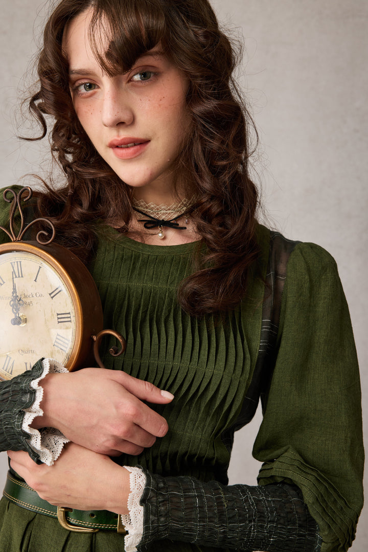 Eliana 15 | Pintucked Patchwork Linen Dress