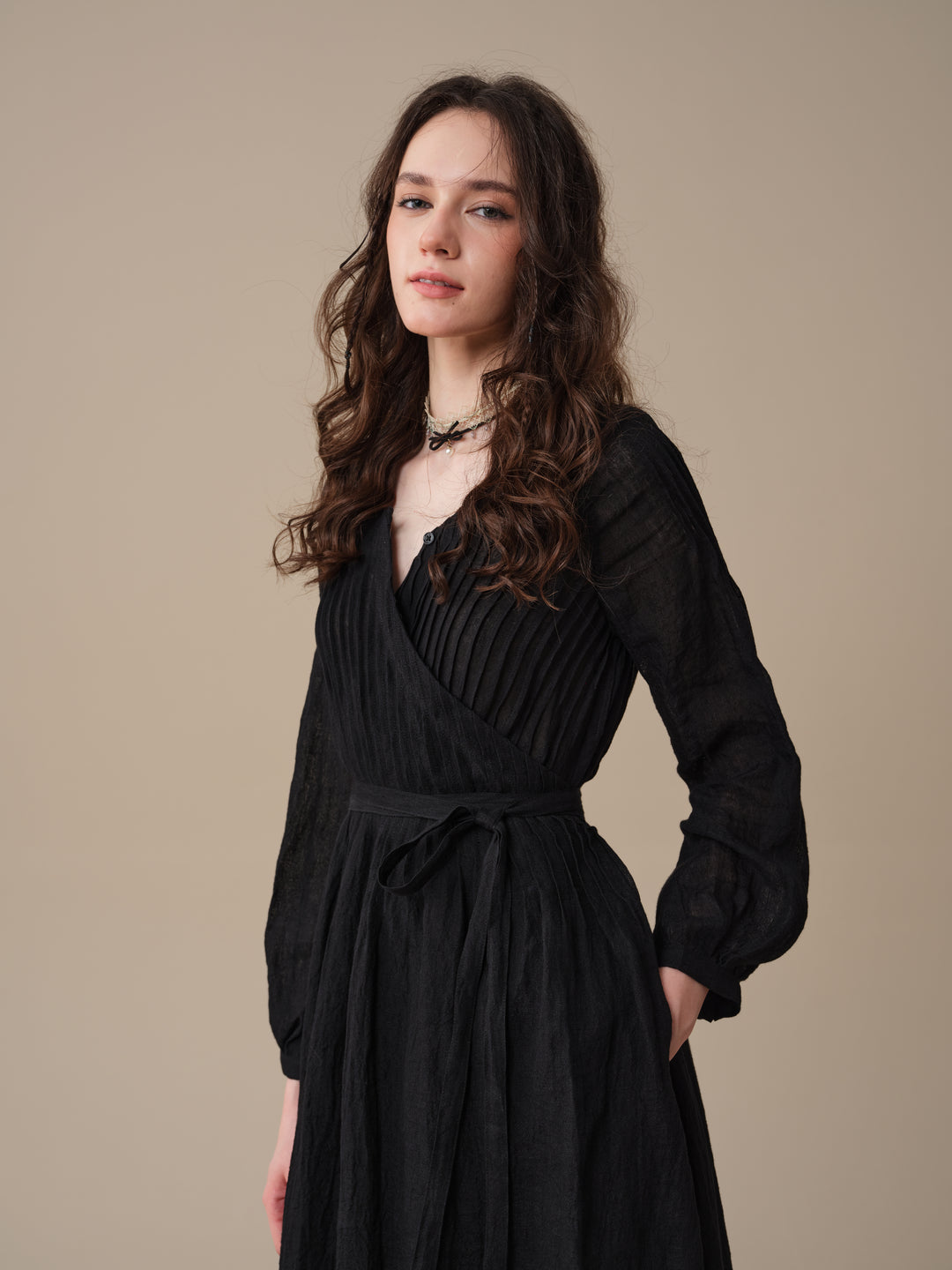 Bluebell 06 | Pintuck Linen Wrap Dress