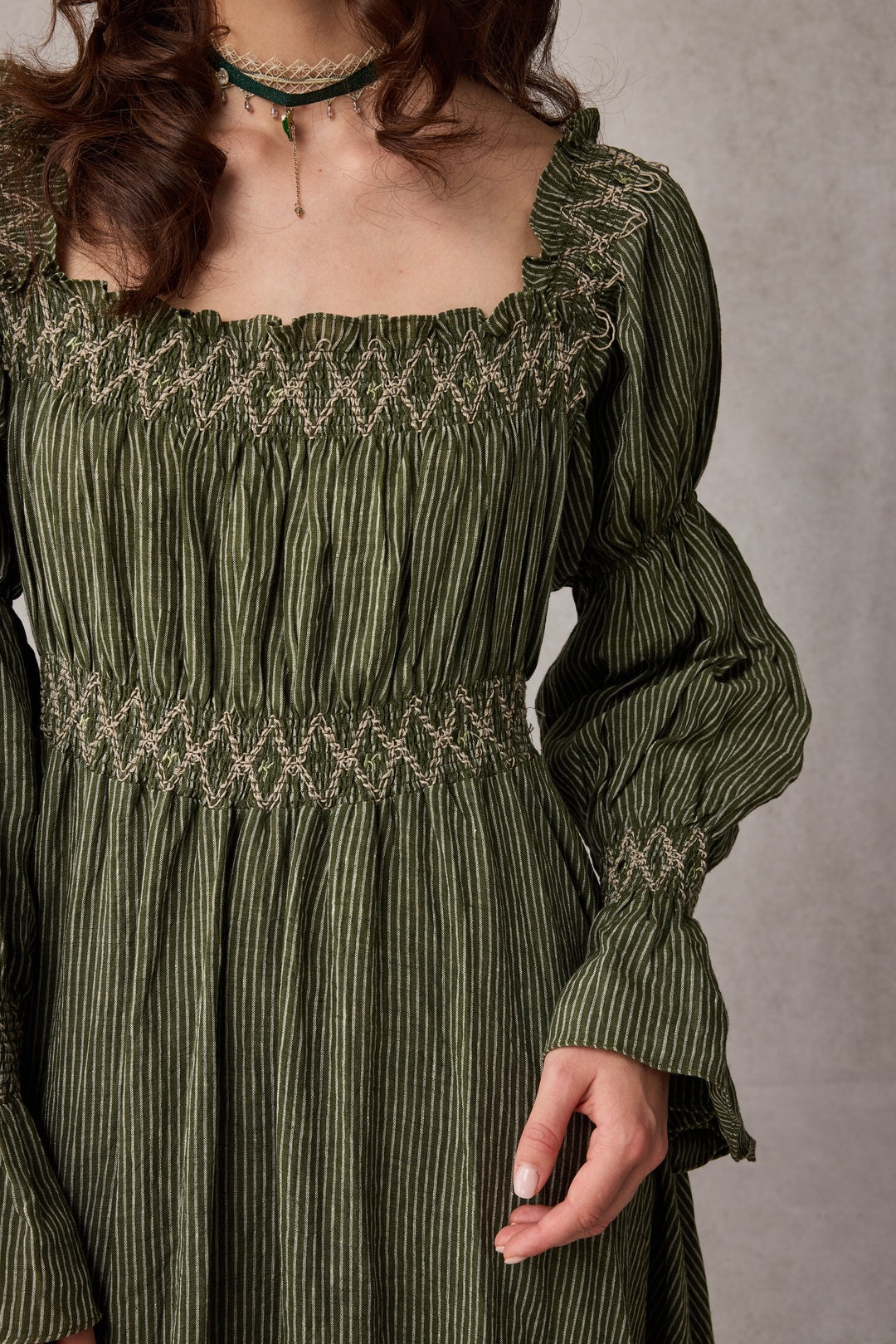 Cloud 21 | smocking embroidery linen dress