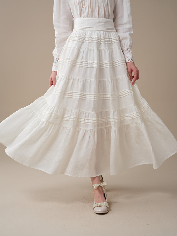 Alice 12 |  Pintuck Linen Maxi Skirt