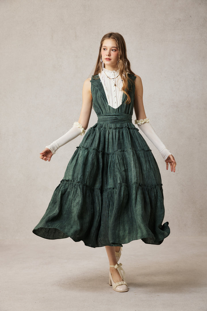 Úrsula 24 | Vintage linen Tiered Dress
