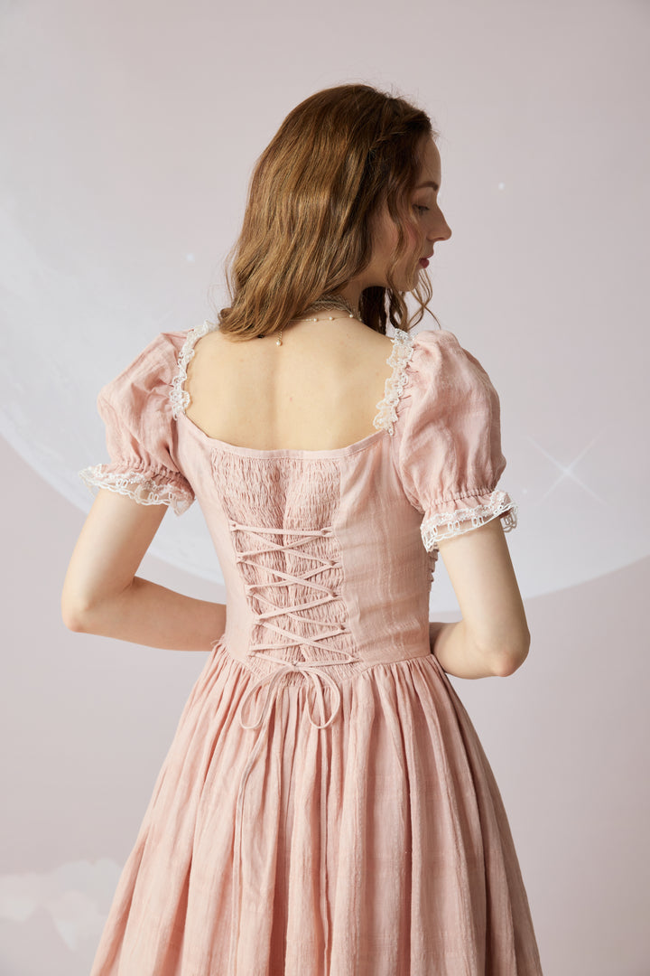 Monet Haze 26 | Fairy layered Linen Dress with pintucks