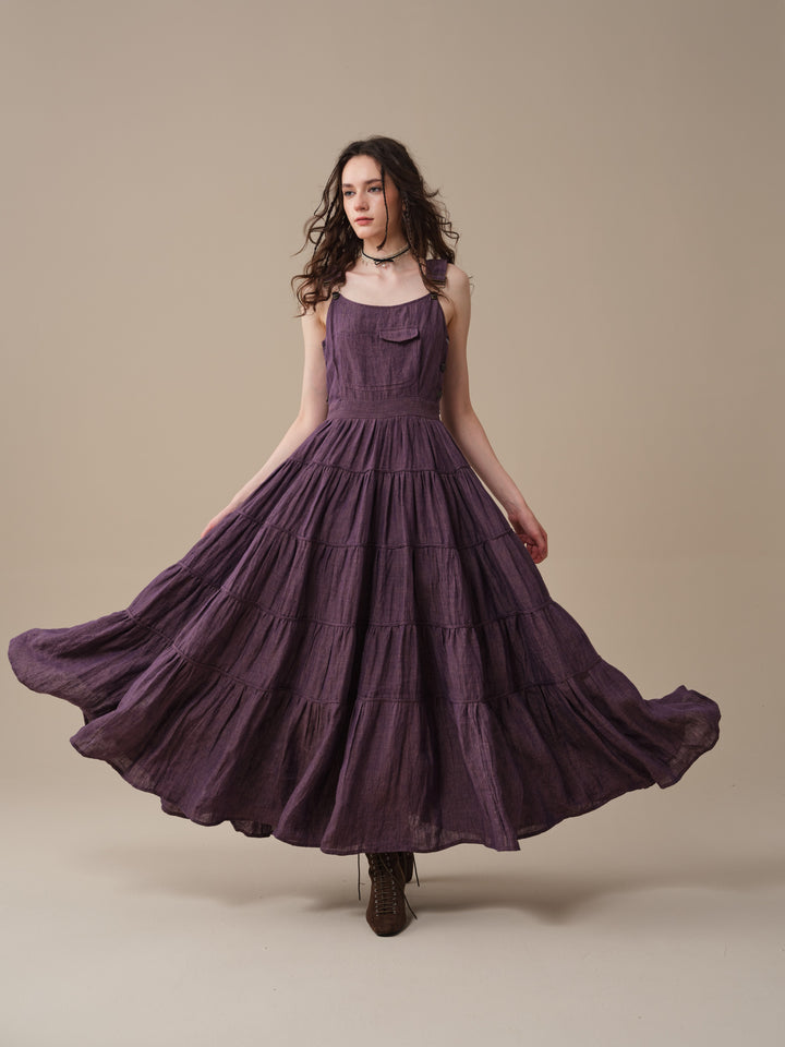 Heather 12 | Linen Apron Maxi Dress