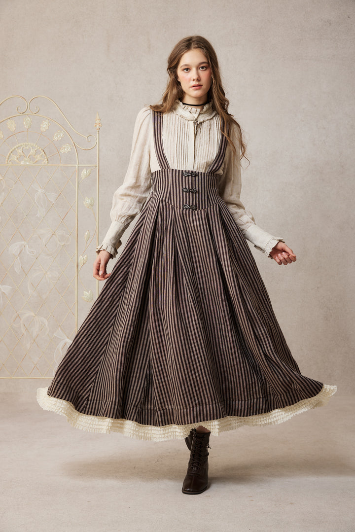 Clarise 22 |Retro Linen Skirt & Cape (2 pieces)