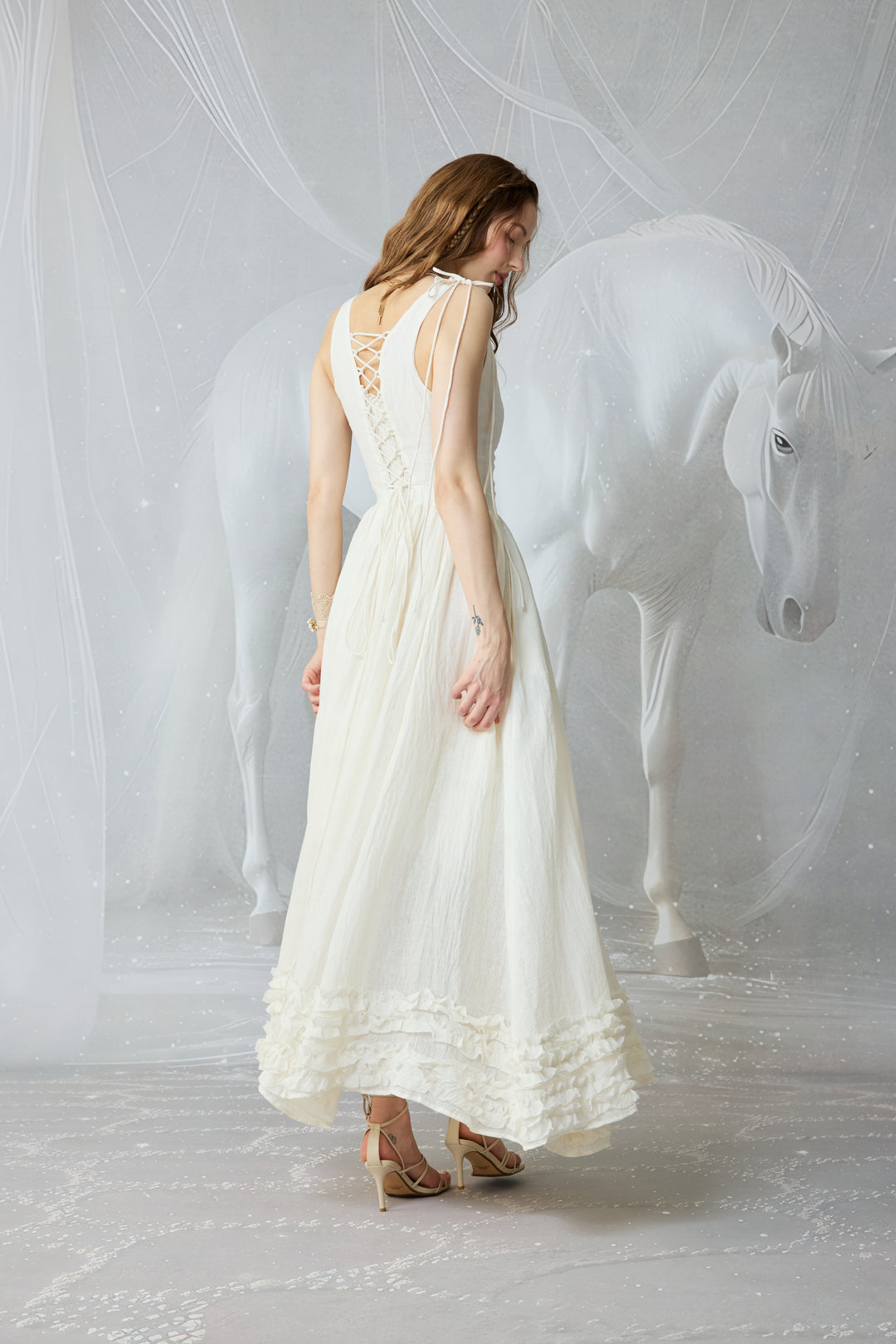 Wearable Poetry 17 | Ruffled linen dress & skirt （2 pieces)