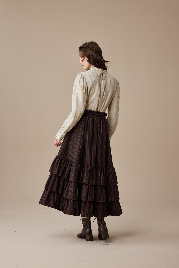 Kaite 18 |ruffled maxi wool skirt