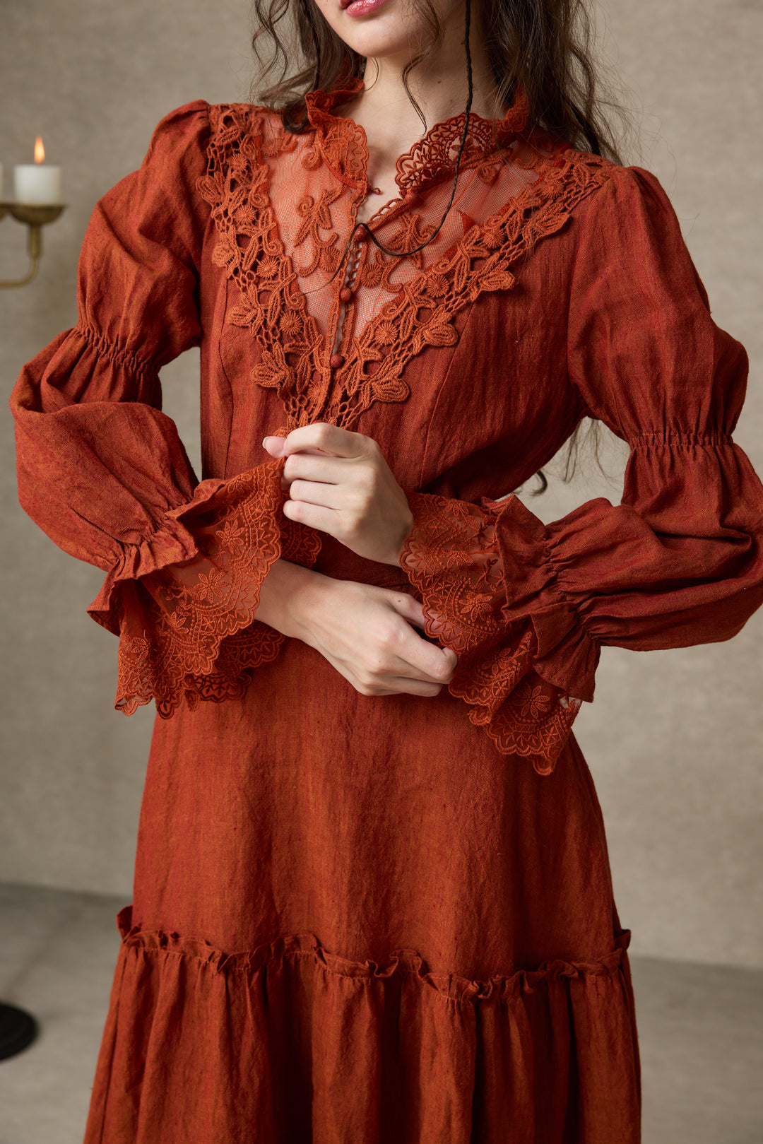 Leona 21 | Lace Maxi Linen Dress