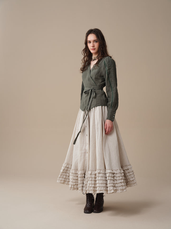 Marguerite | Soft Linen Wrap Blouse