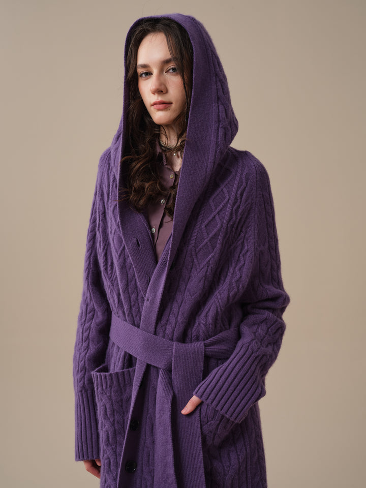 Hudson 15 | 100% wool hooded cardigan coat