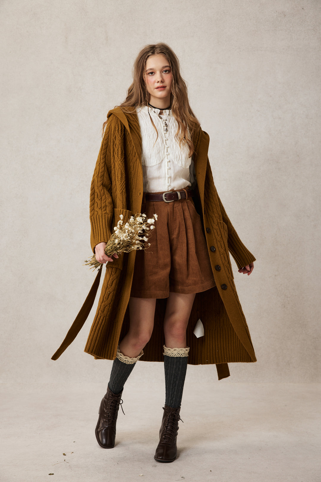 Hudson 15 | 100% wool hooded cardigan coat