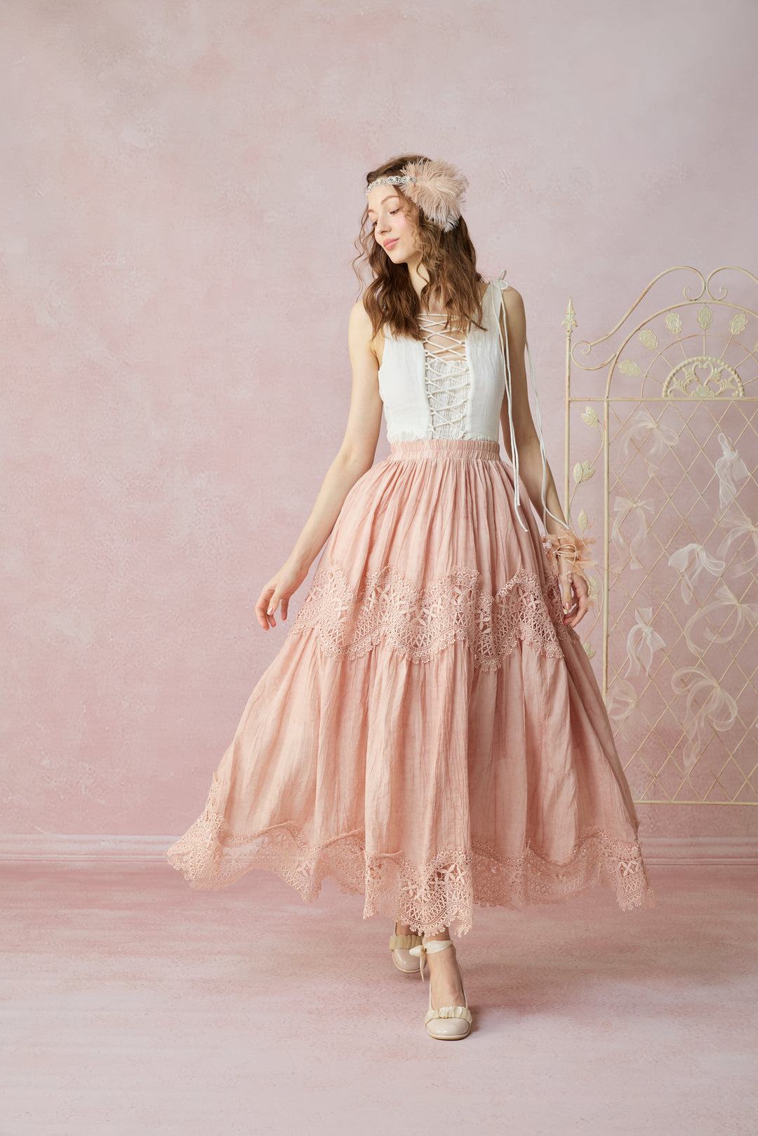 Moonstone 22 |Lace linen Maxi skirt