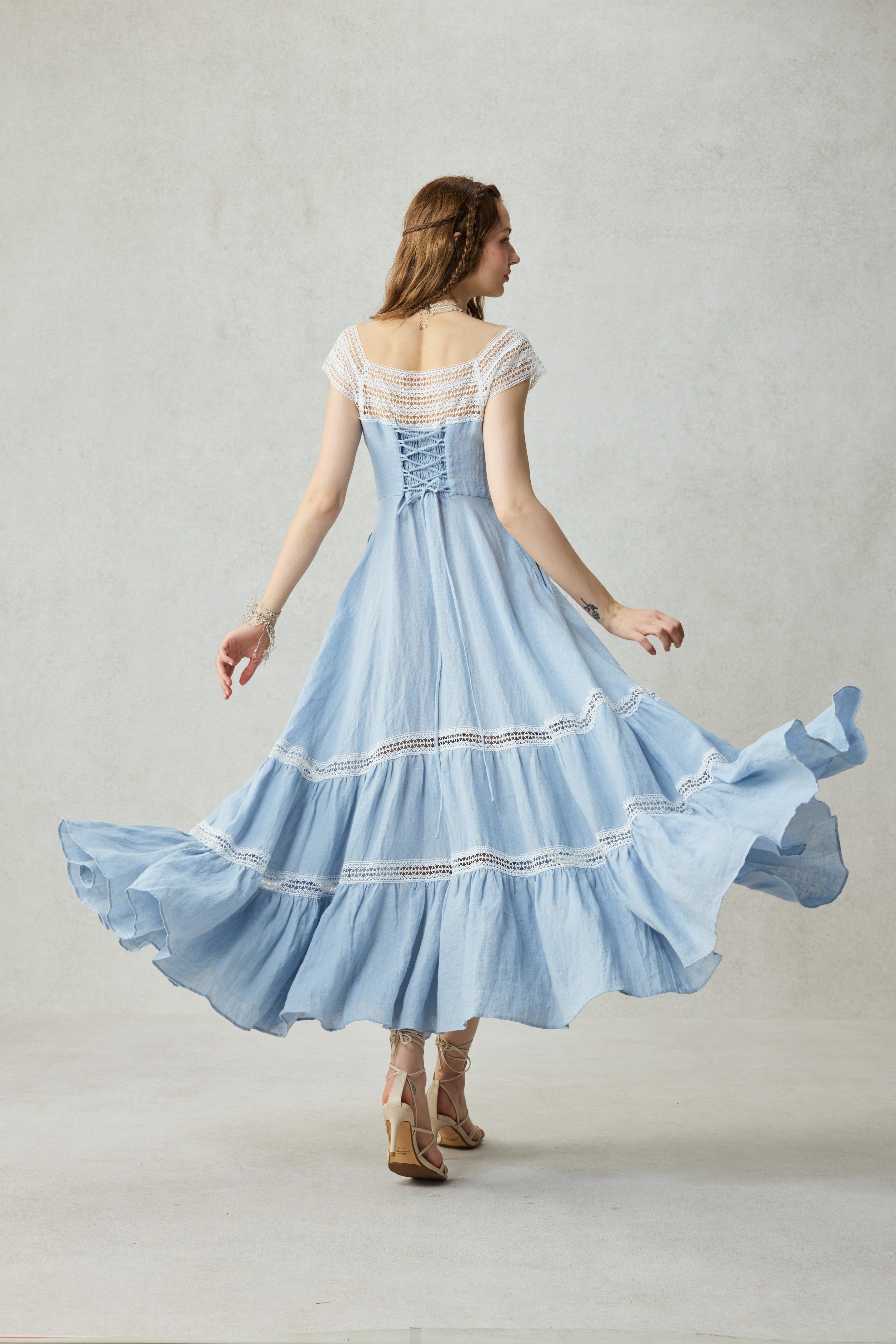 Cherry Tree 25 | Lace Linen flared dress – Linennaive