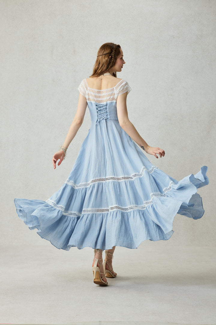 Cherry Tree 25 | Lace Linen flared dress