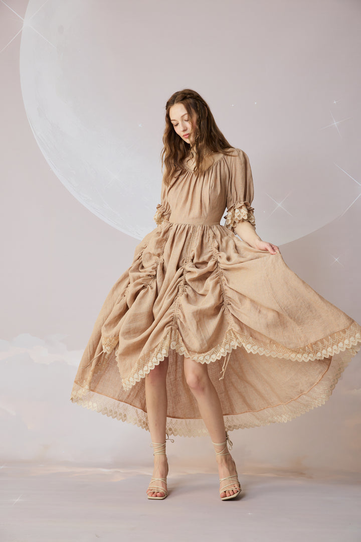 Elowen 27 | Lace Linen dress gown ( 2 way to wear )