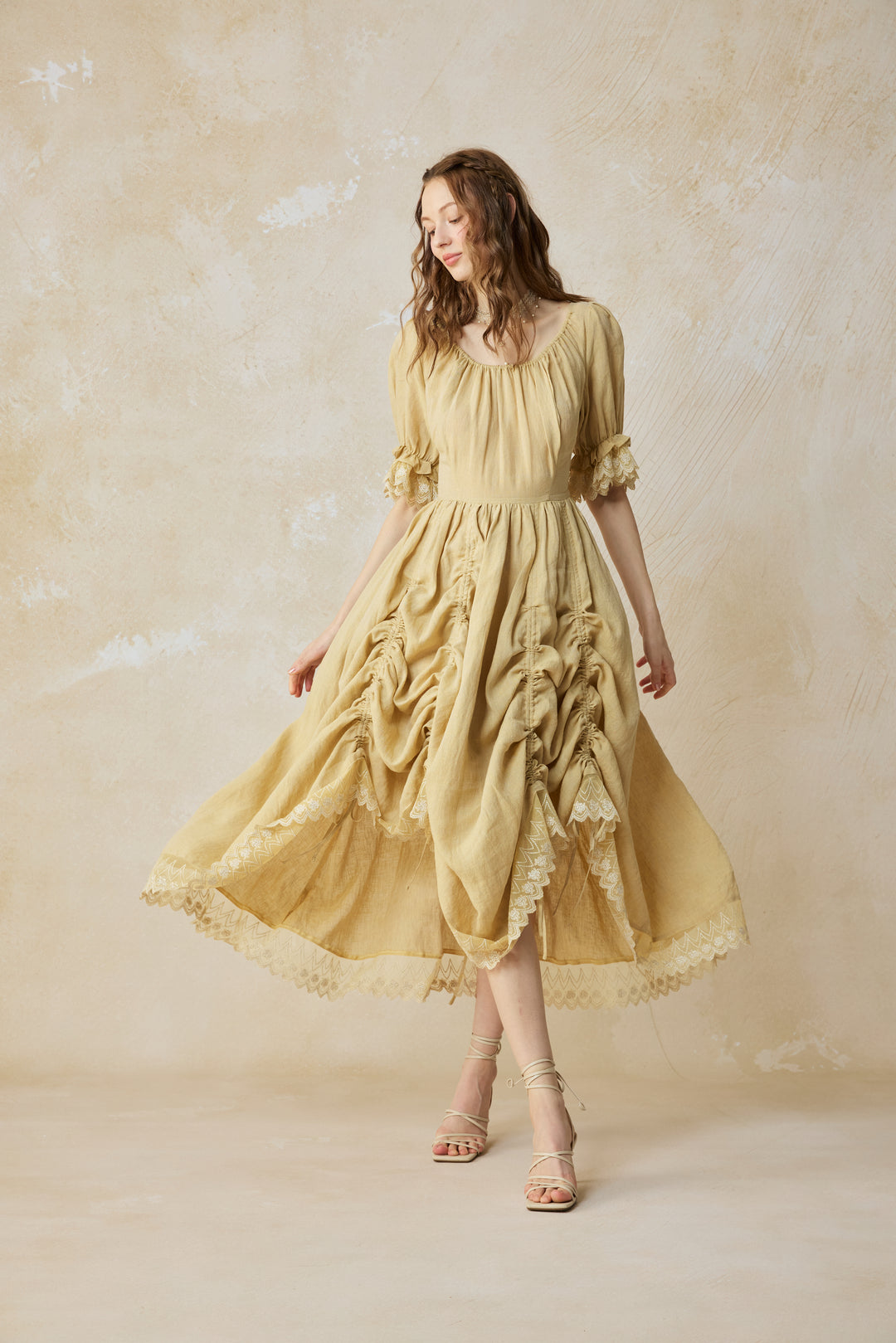 Elowen 27 | Lace Linen dress gown ( 2 way to wear )