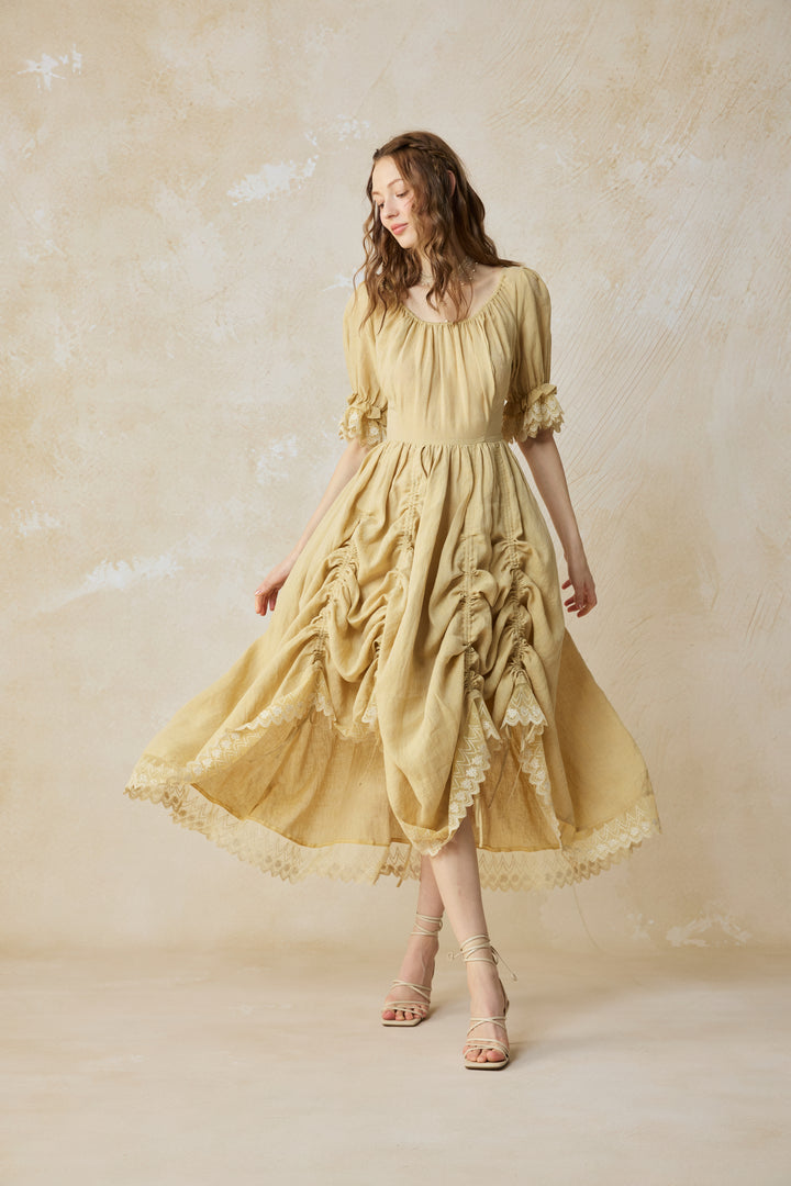 Elowen 27 | Lace Linen dress gown ( 2 way to wear )