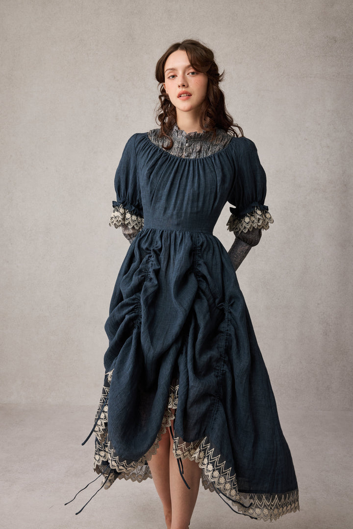 Elowen 27 | Lace Linen dress gown ( 2 way to wear )