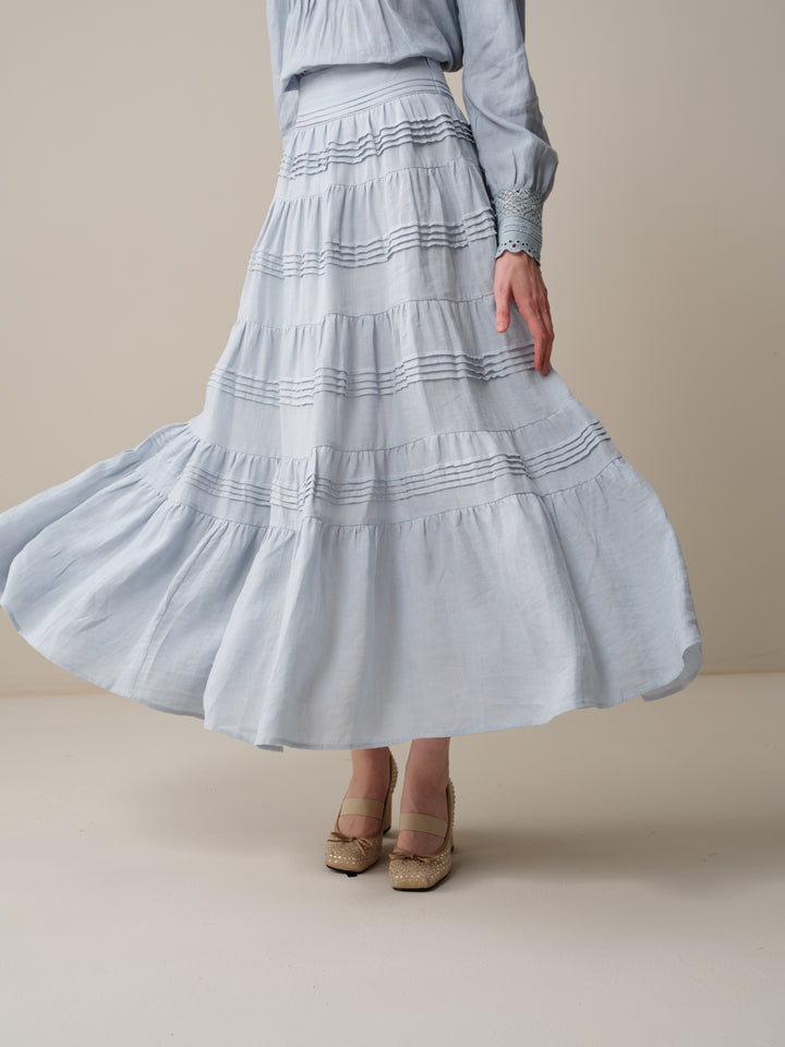 Alice 12 |  Pintuck Linen Maxi Skirt