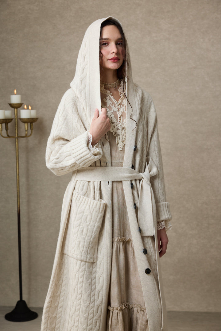 Hudson 15 | 100% wool hooded cardigan coat