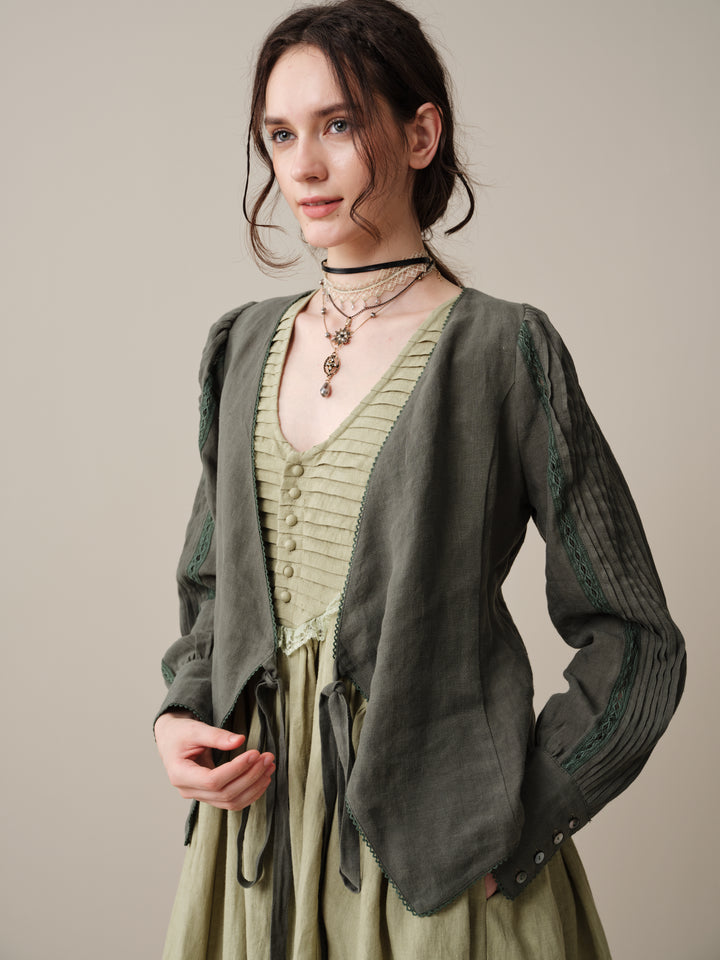 Edith 14 | Pleated Corset Linen Dress